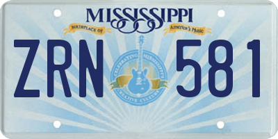 MS license plate ZRN581