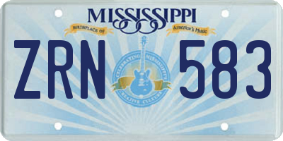 MS license plate ZRN583