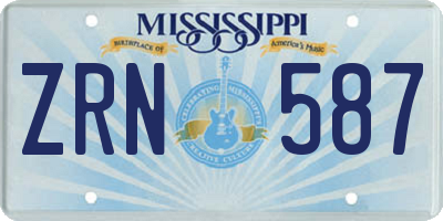 MS license plate ZRN587