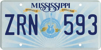 MS license plate ZRN593