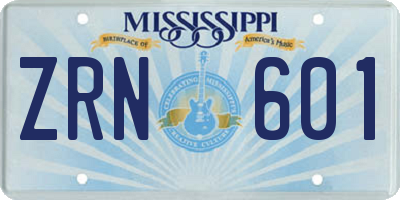 MS license plate ZRN601