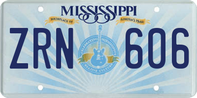 MS license plate ZRN606
