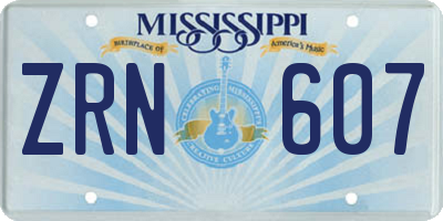 MS license plate ZRN607