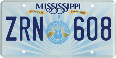 MS license plate ZRN608