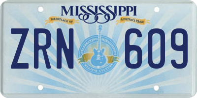 MS license plate ZRN609