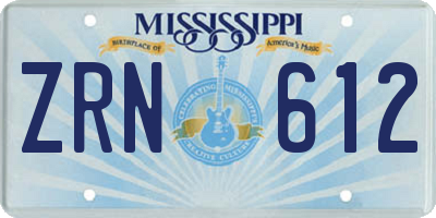MS license plate ZRN612