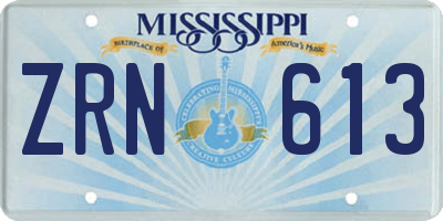 MS license plate ZRN613