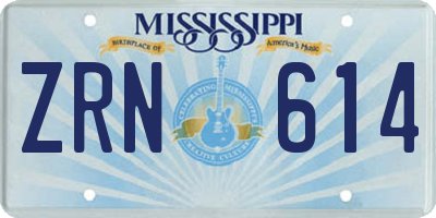 MS license plate ZRN614