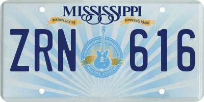 MS license plate ZRN616