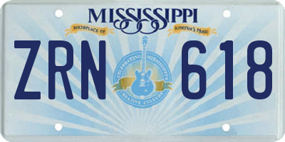 MS license plate ZRN618