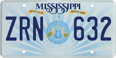 MS license plate ZRN632