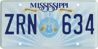 MS license plate ZRN634