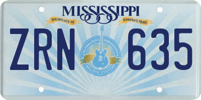MS license plate ZRN635