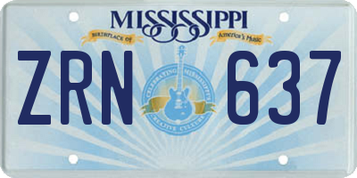 MS license plate ZRN637