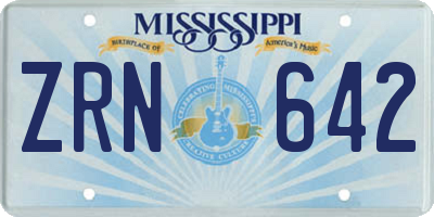 MS license plate ZRN642