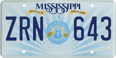 MS license plate ZRN643