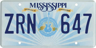 MS license plate ZRN647