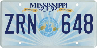 MS license plate ZRN648