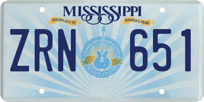 MS license plate ZRN651