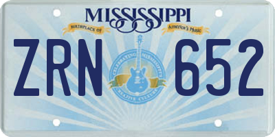 MS license plate ZRN652
