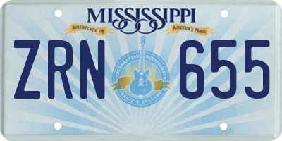 MS license plate ZRN655