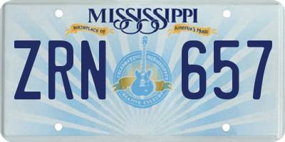 MS license plate ZRN657