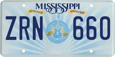 MS license plate ZRN660
