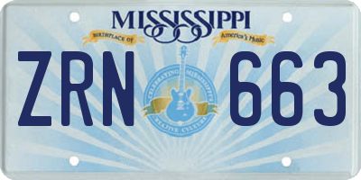 MS license plate ZRN663