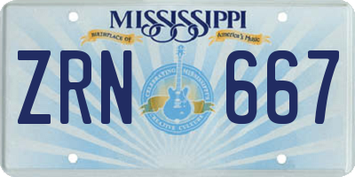 MS license plate ZRN667