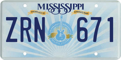 MS license plate ZRN671