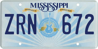 MS license plate ZRN672