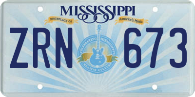 MS license plate ZRN673