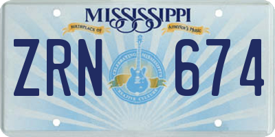 MS license plate ZRN674