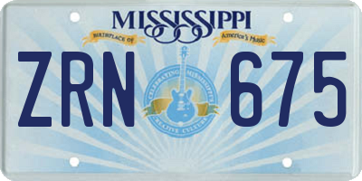 MS license plate ZRN675