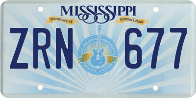 MS license plate ZRN677