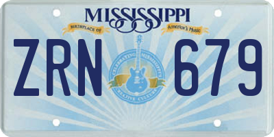 MS license plate ZRN679