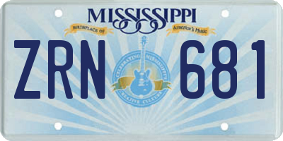 MS license plate ZRN681
