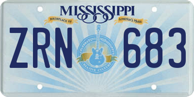 MS license plate ZRN683