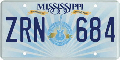 MS license plate ZRN684