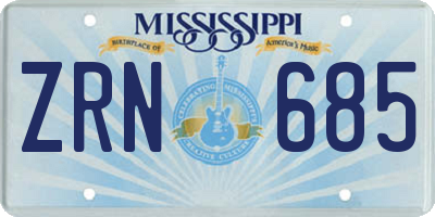 MS license plate ZRN685
