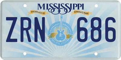 MS license plate ZRN686