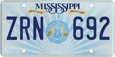 MS license plate ZRN692
