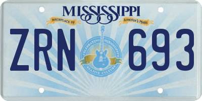 MS license plate ZRN693