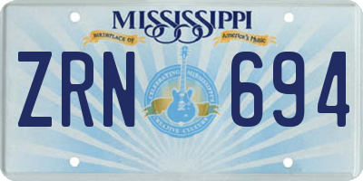 MS license plate ZRN694