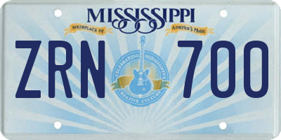 MS license plate ZRN700