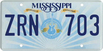 MS license plate ZRN703