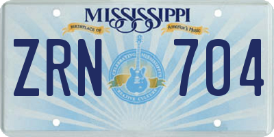 MS license plate ZRN704