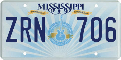 MS license plate ZRN706