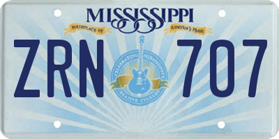 MS license plate ZRN707