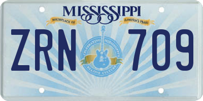 MS license plate ZRN709